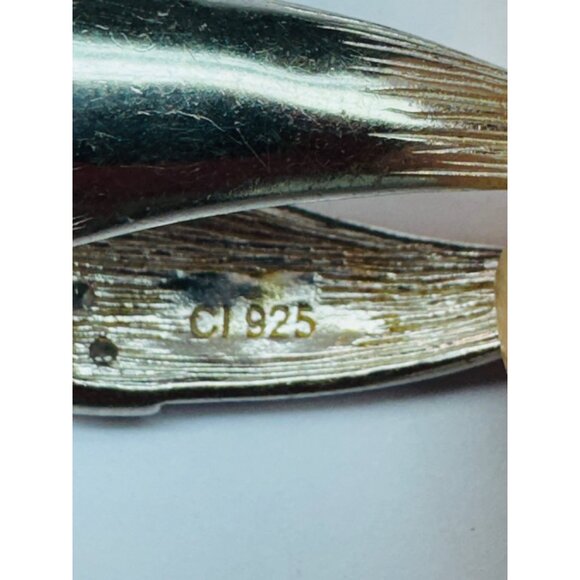 Elegant Sterling Silver 925 Mother of Pearl Pendant with White Crystals, 8.09g, - Picture 6 of 9